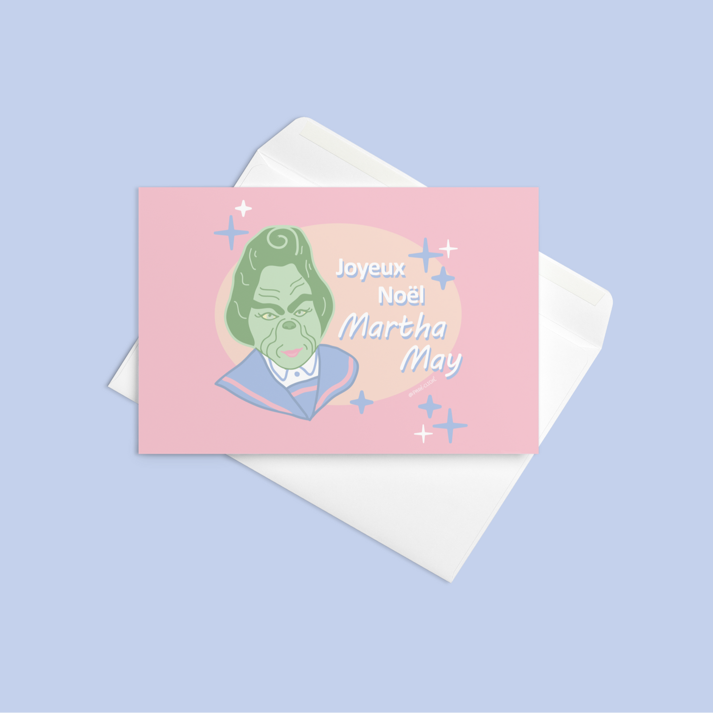 Carte de vœux le Grinch ⠂Joyeux Noël Martha May ⠂Format 4 1/2 x 6 1/4 po