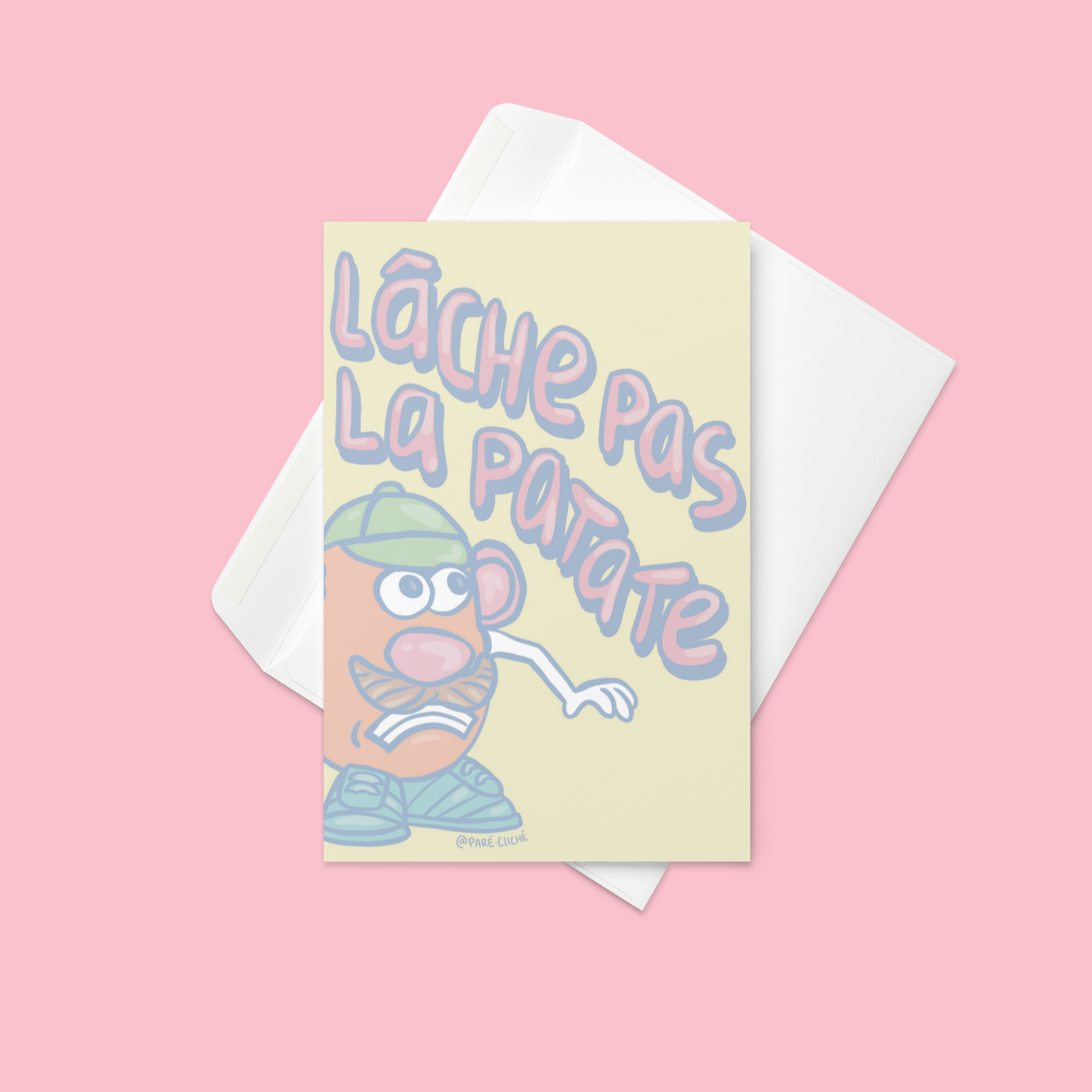 Carte de vœux M. Patate ⠂Lâche pas la patate ⠂Format 4 1/2 x 6 1/4 po